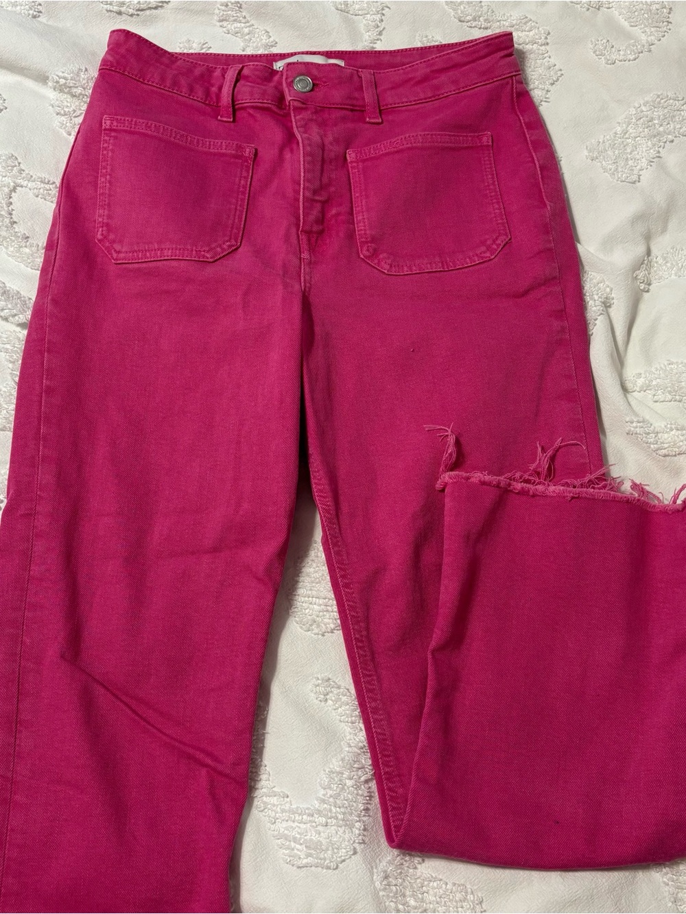 Zara Hot Pink Ankle Crop Jeans